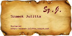 Szamek Julitta névjegykártya